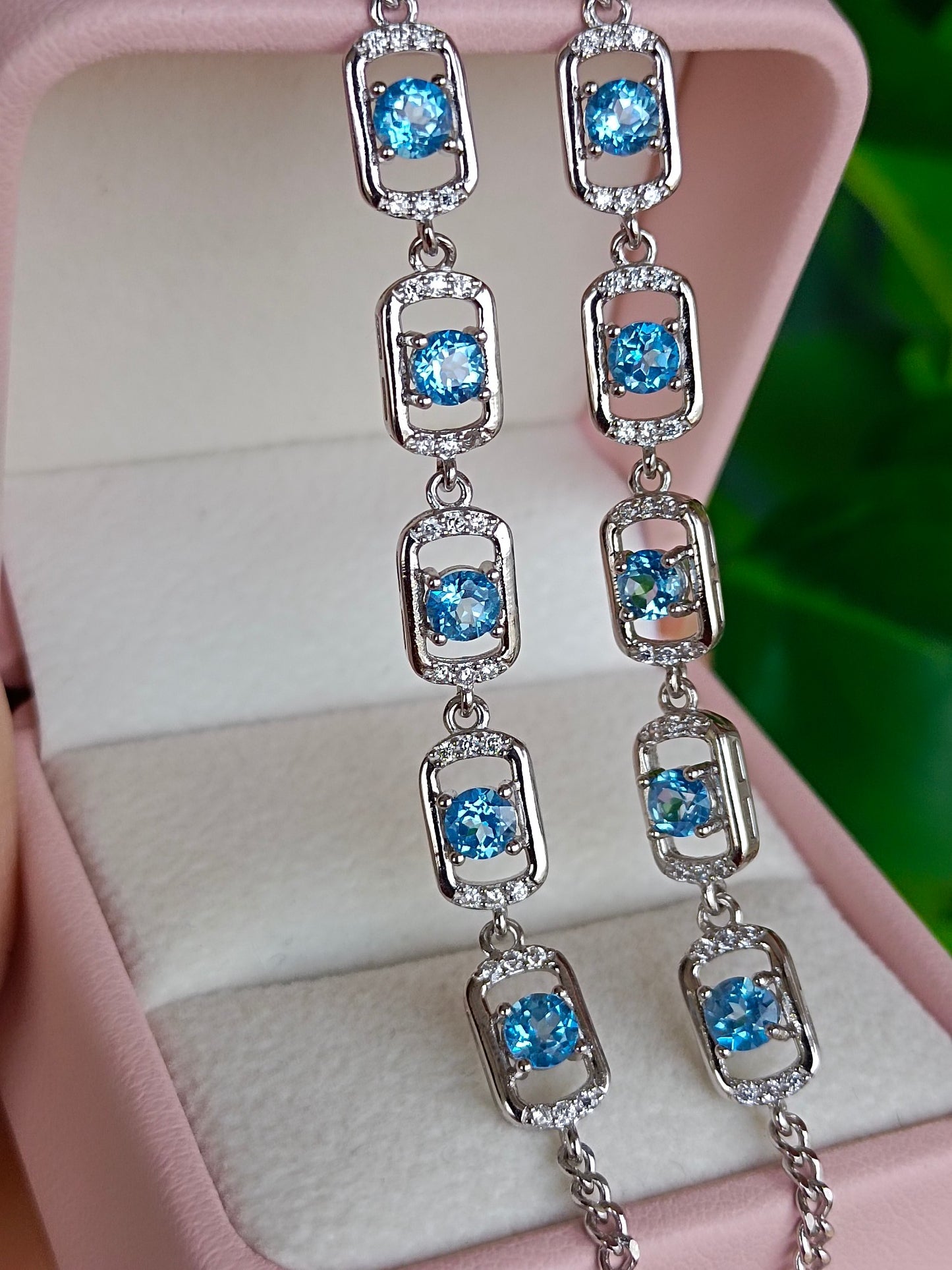 Bracelet exquis en topaze bleue naturelle suisse – Bijoux élégants