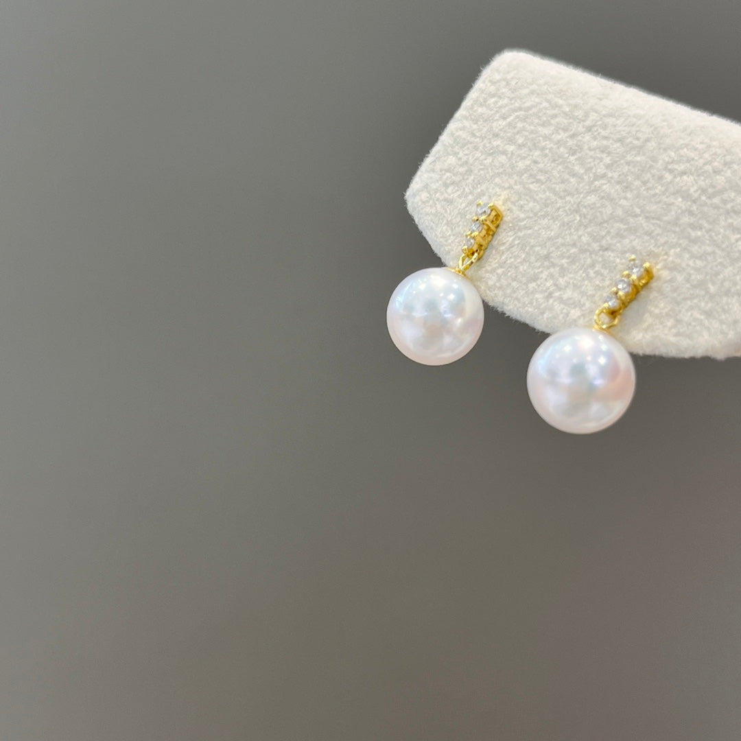 Berlian Emas 18K Mewah & Perhiasan Mutiara Akoya 8-8.5mm