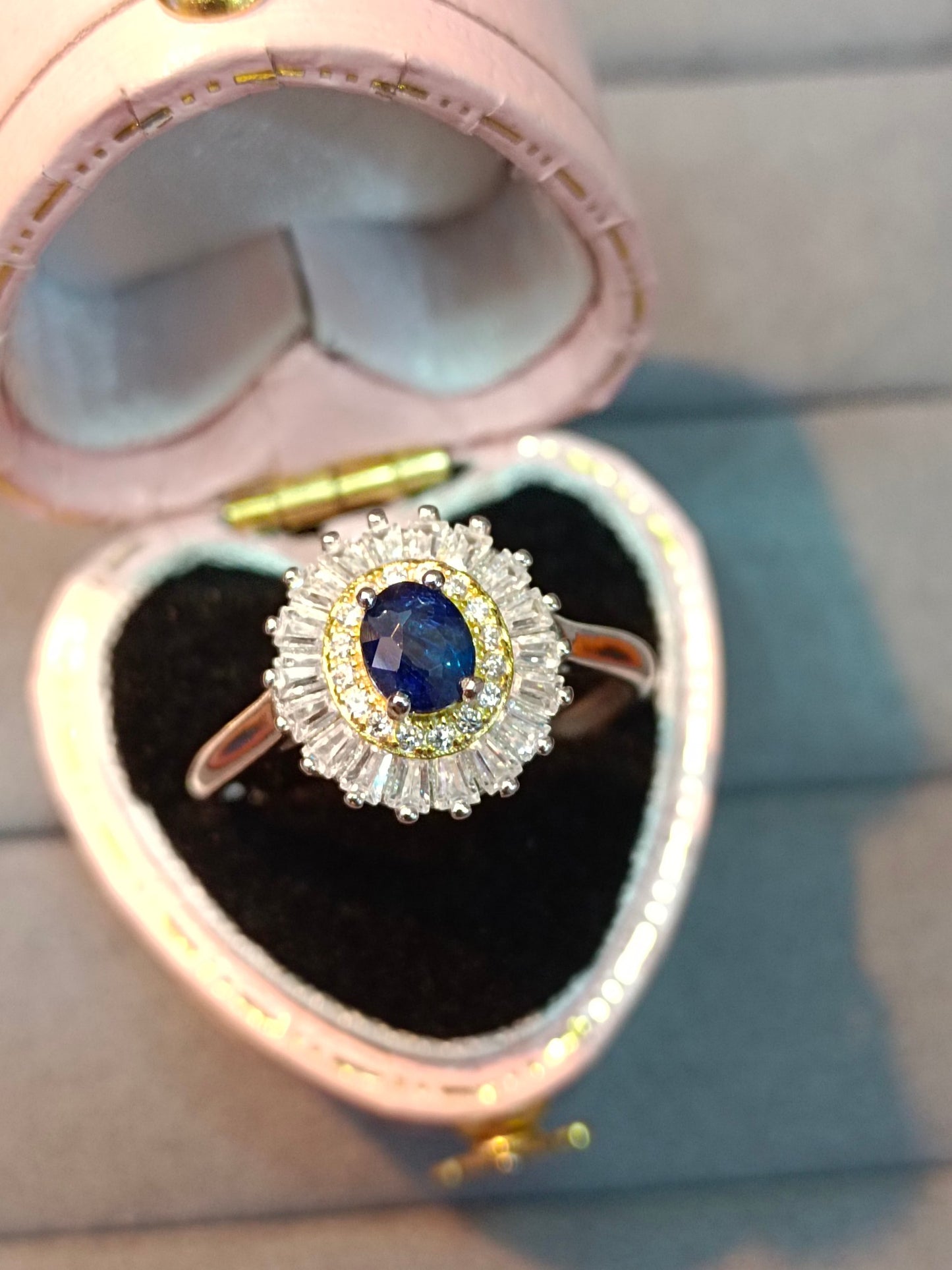 S925 Silver Embedded Safir Ring - Justerbare smykker
