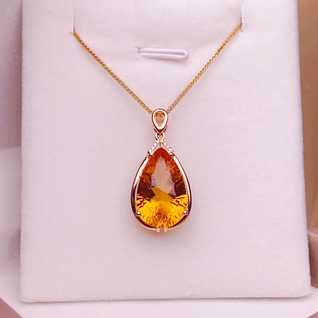 Radiant Sunlight Yellow Citrine Pendant - Exquisite Jewelry