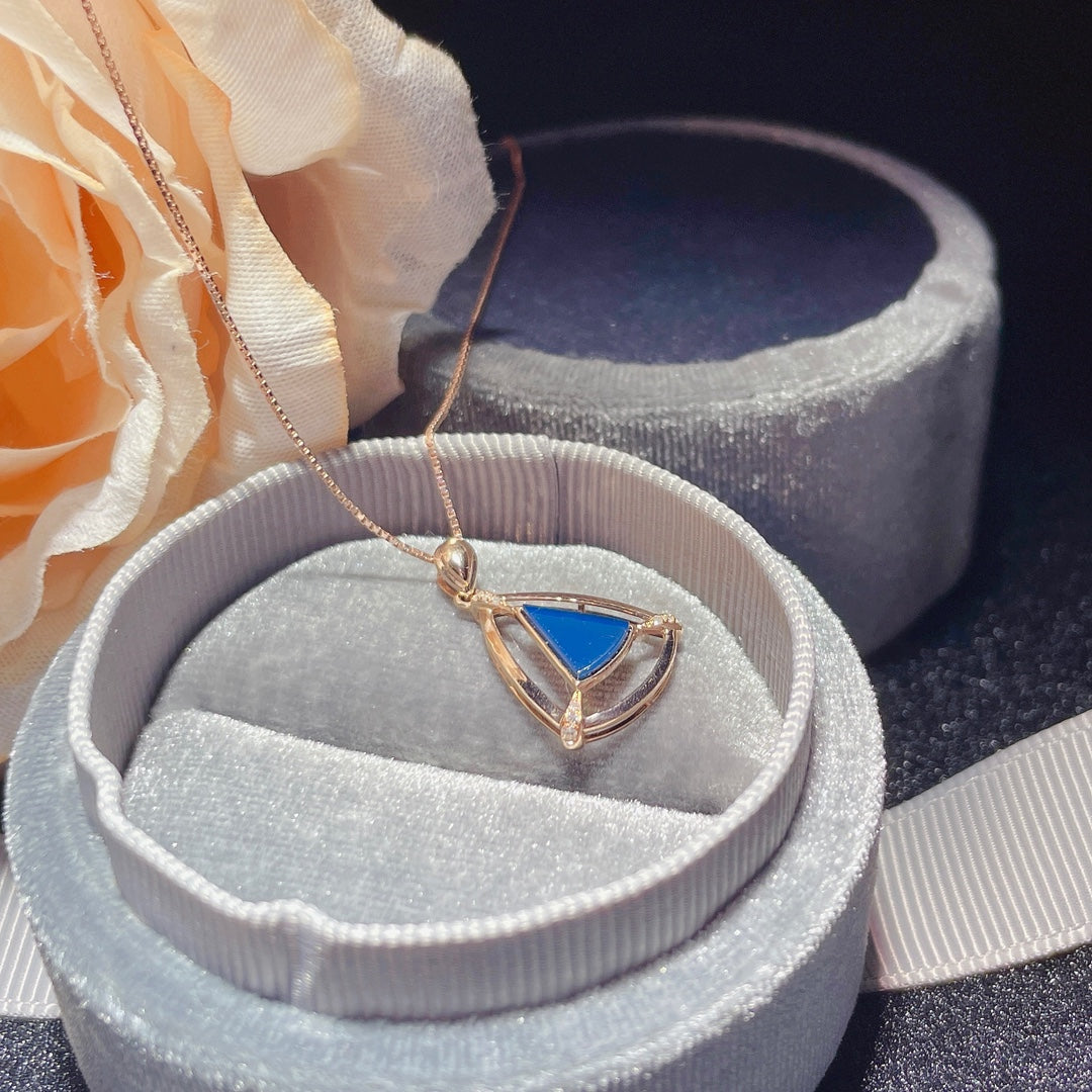 Exquis pendentif en ambre bleu dominicain incrusté d'or 18 carats - Bijoux d'une beauté intemporelle