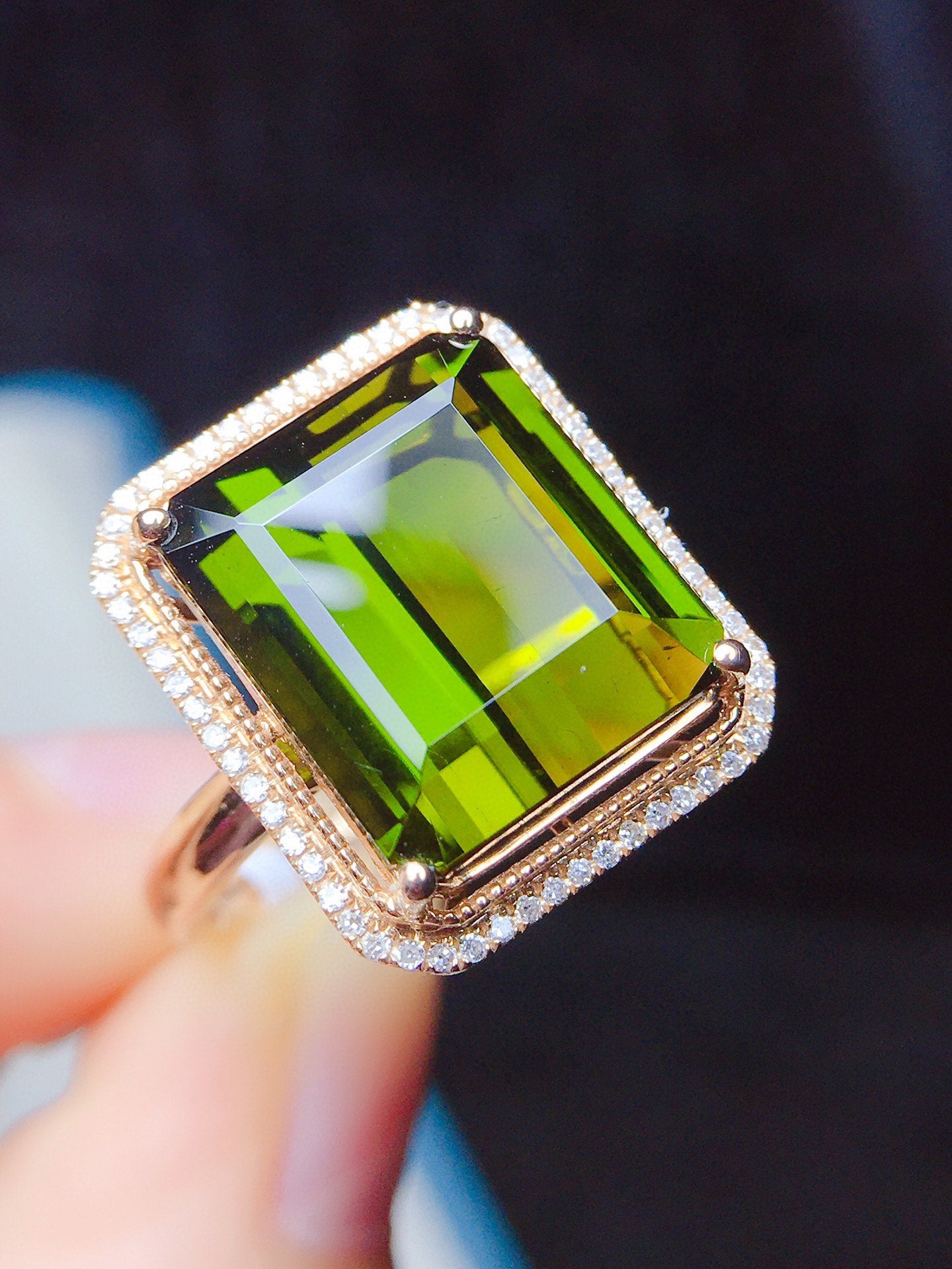 Natural Tourmaline Ring with Diamond Accents - Exquisite Jewelry Piece