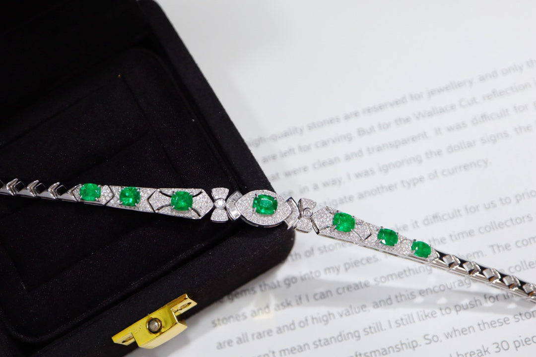 Smaragdschmuck: Afghanisches Panjshir-Smaragd-Armband – erstklassiges Grün