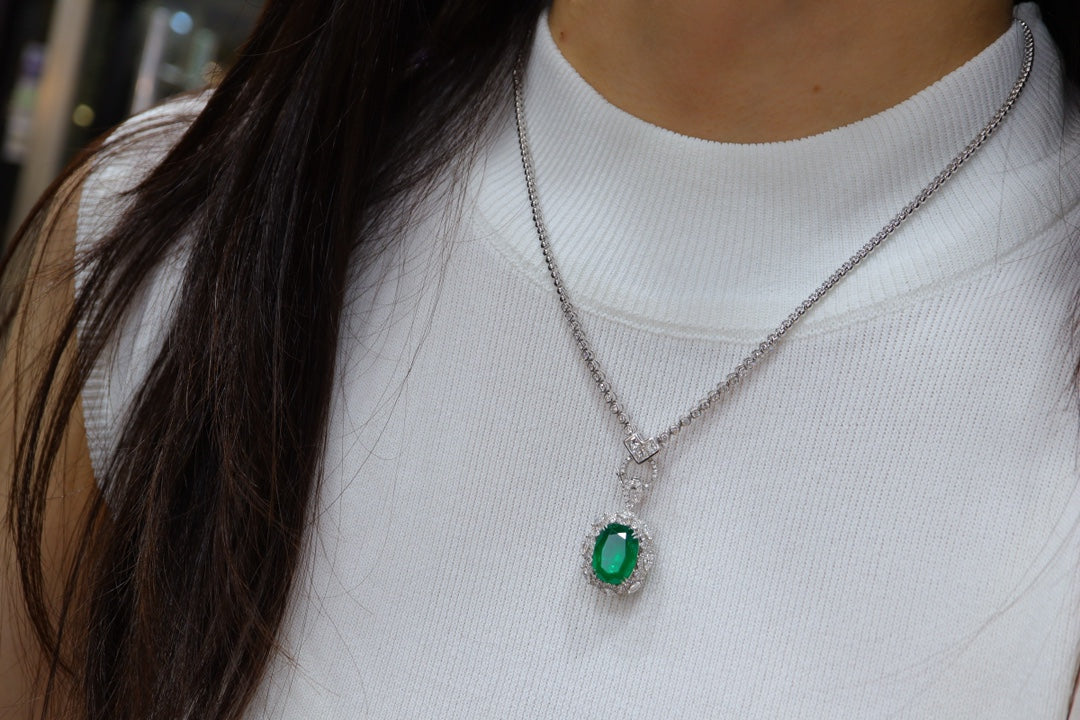 Ciondolo/anello con smeraldo Gioiello a doppio uso - Verde verdeggiante di prima scelta