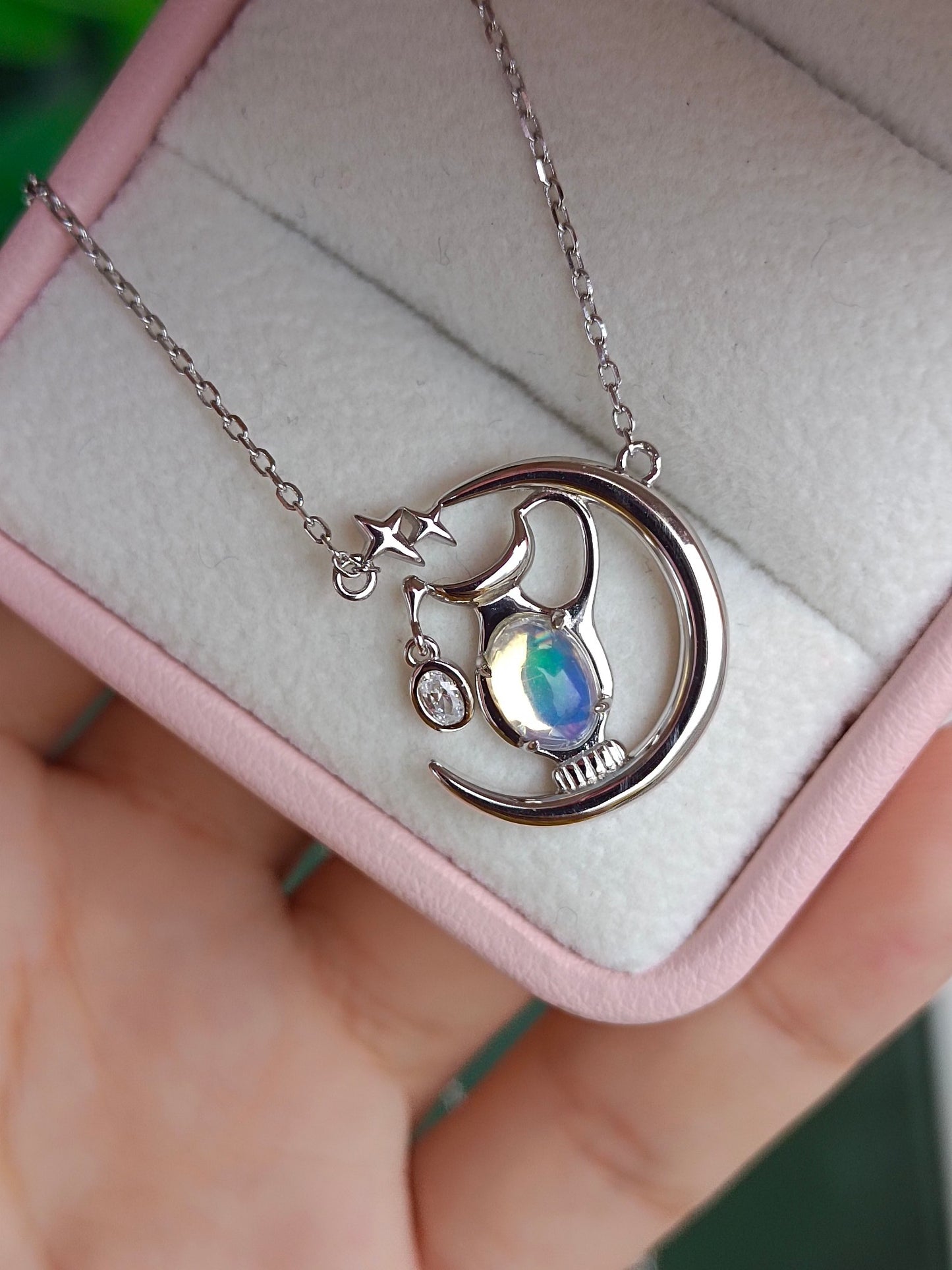 Naturlig opal "Treasure Bottle" anheng halskjede - utsøkte smykker