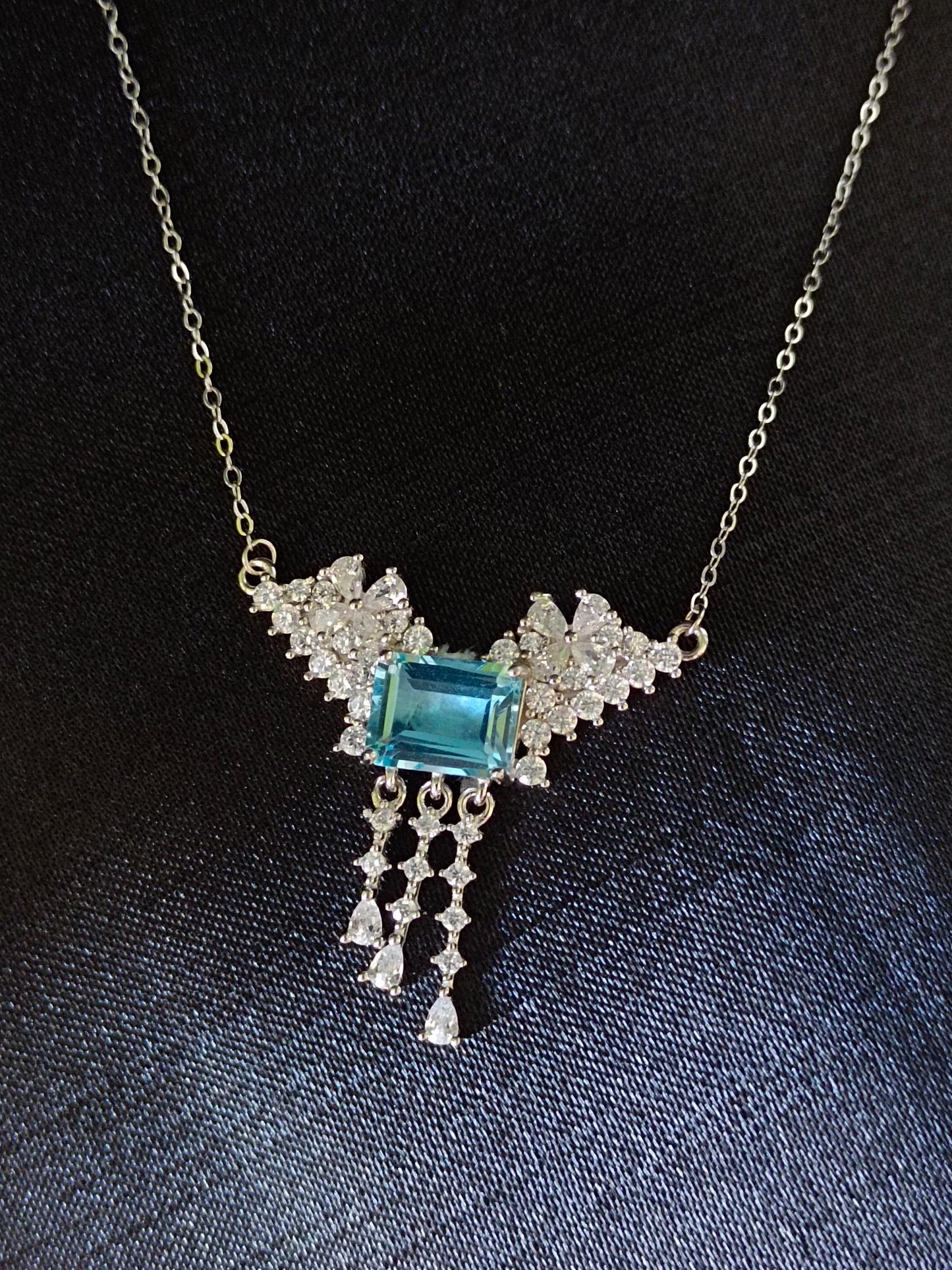 Luxurious Natural Topaz Square Pendant Necklace - Premium Jewelry