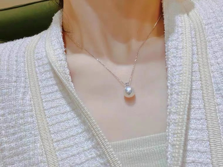 Luxe 18K gouden, met diamanten ingebedde sieraden met 10-11 mm natuurlijke Australische Zuidzeeparel