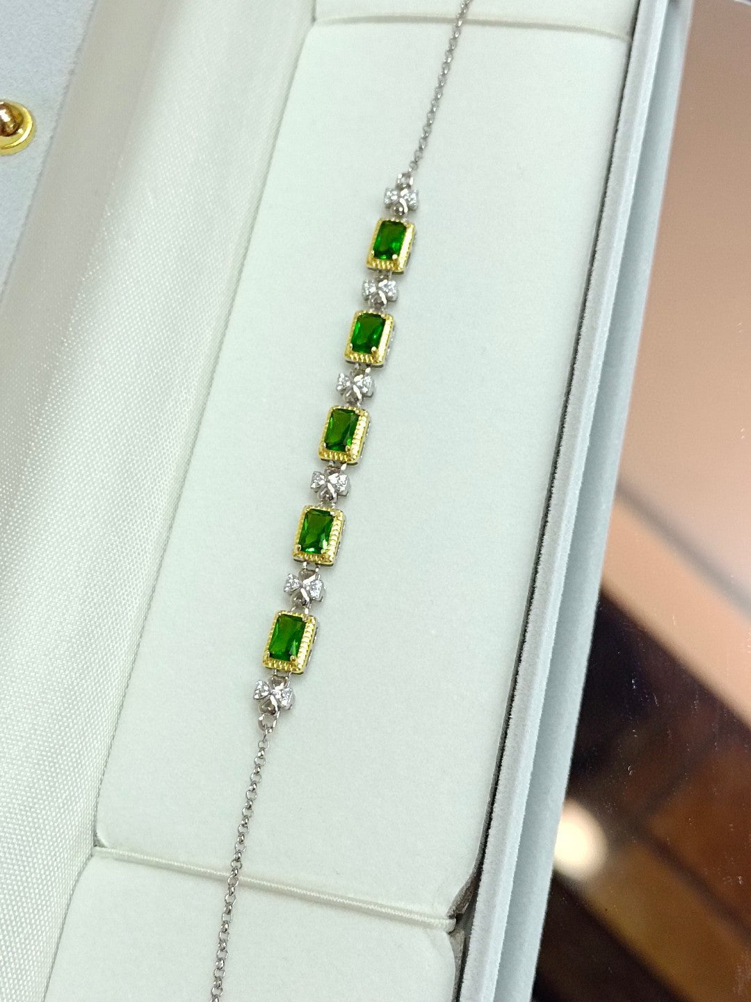S925 Silver Embedded Diopside Bracelet - Elegant and Fashionable Jewelry
