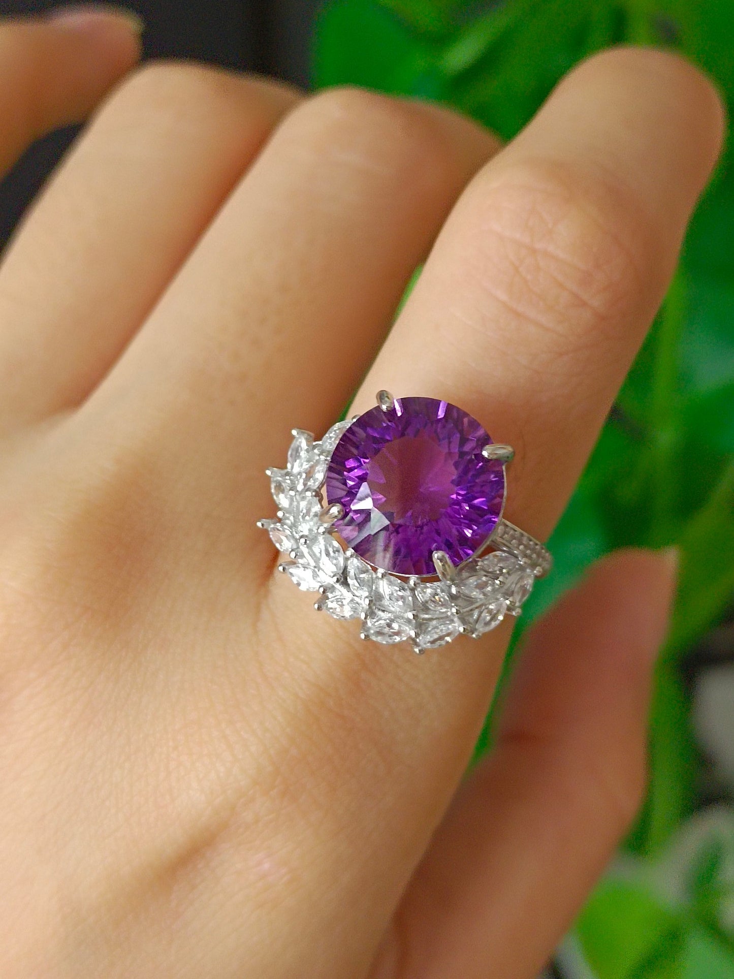 Natürlicher Amethyst-Weizen-Spike-Ring – exquisiter Schmuck für Eleganz und Wohlstand