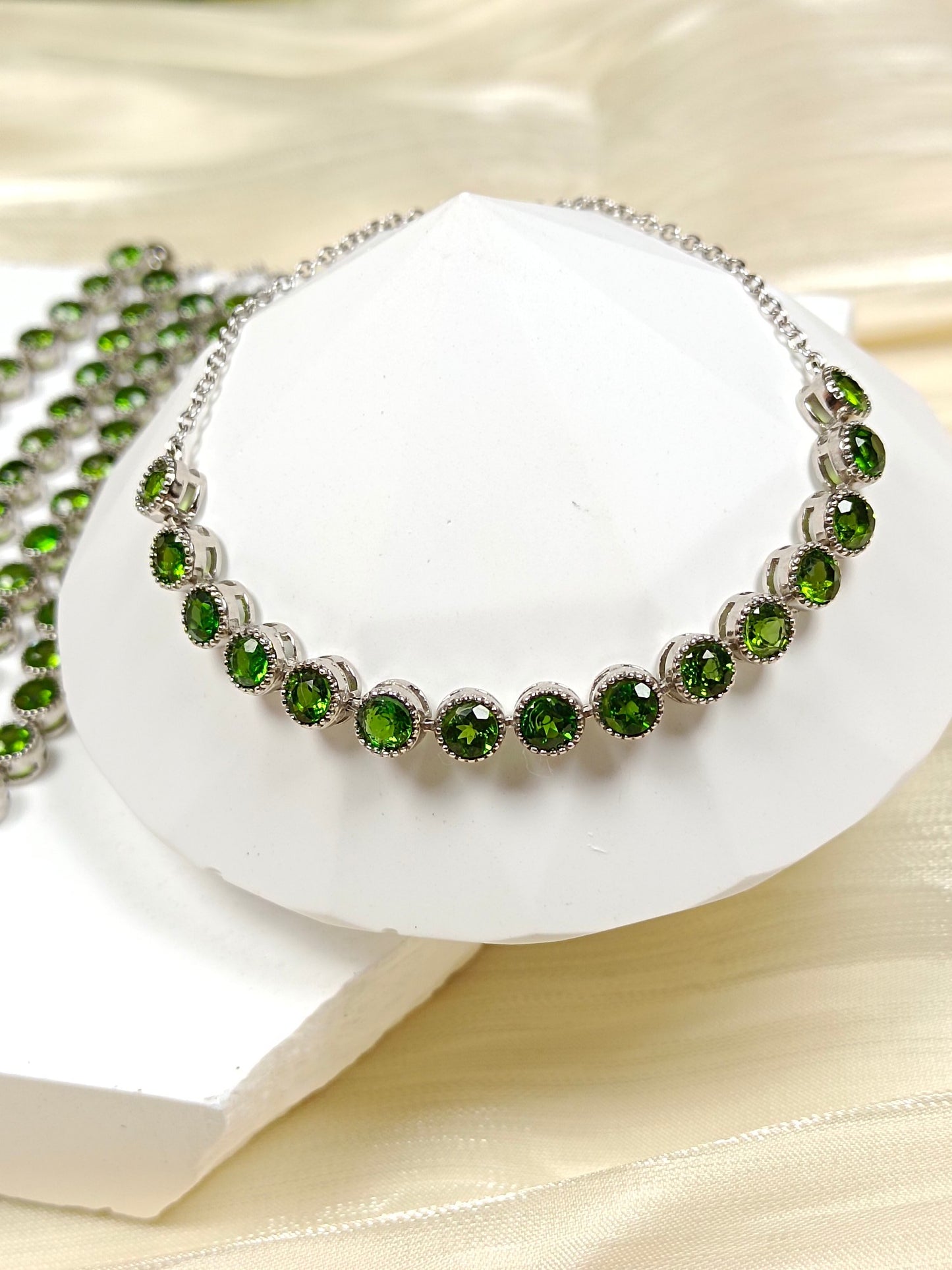 Elegant S925 Silver Embedded Diopside Bracelet - A Touch of Summer Freshness Jewelry