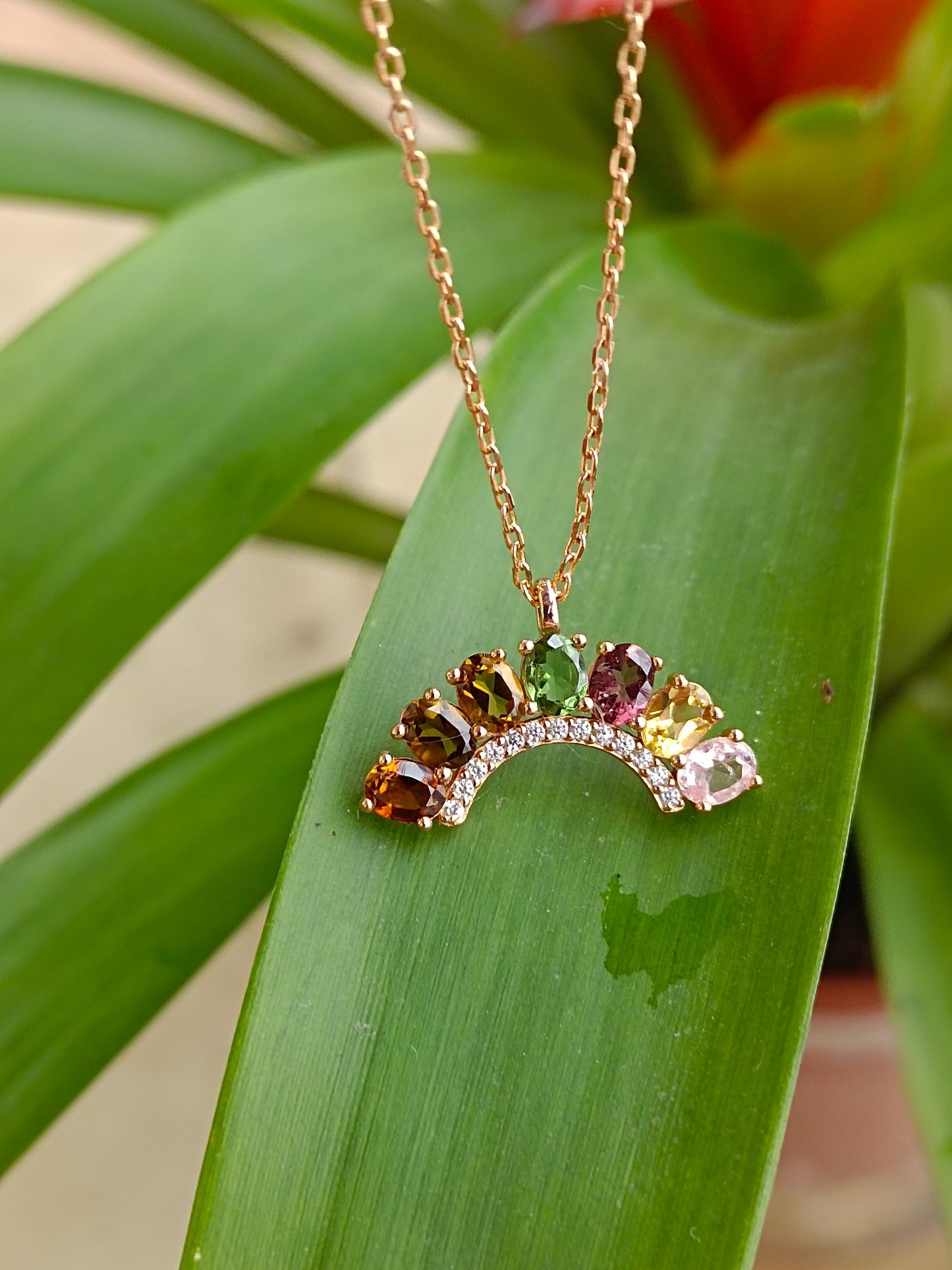 Natural Rainbow Tourmaline Necklace - Unique Jewelry for Summer Fashion