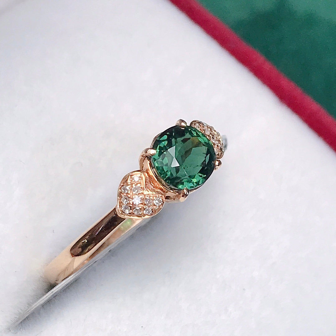 Anillo de Turmalina Natural con Oro de 18K y Diamantes Sudafricanos - Joyería Elegante