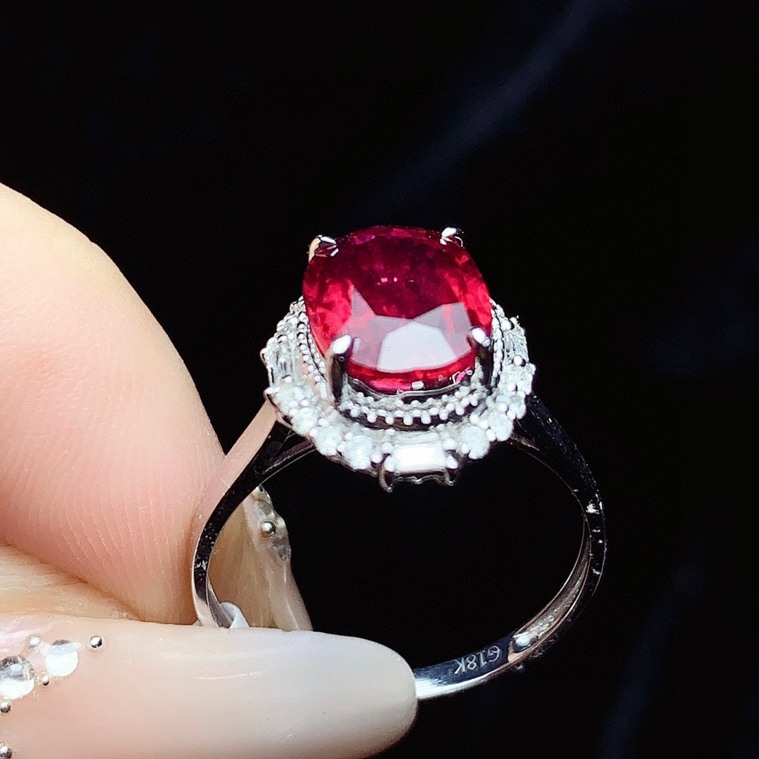 Cincin Turmalin Alami Tertanam Emas 18K - Perhiasan Indah