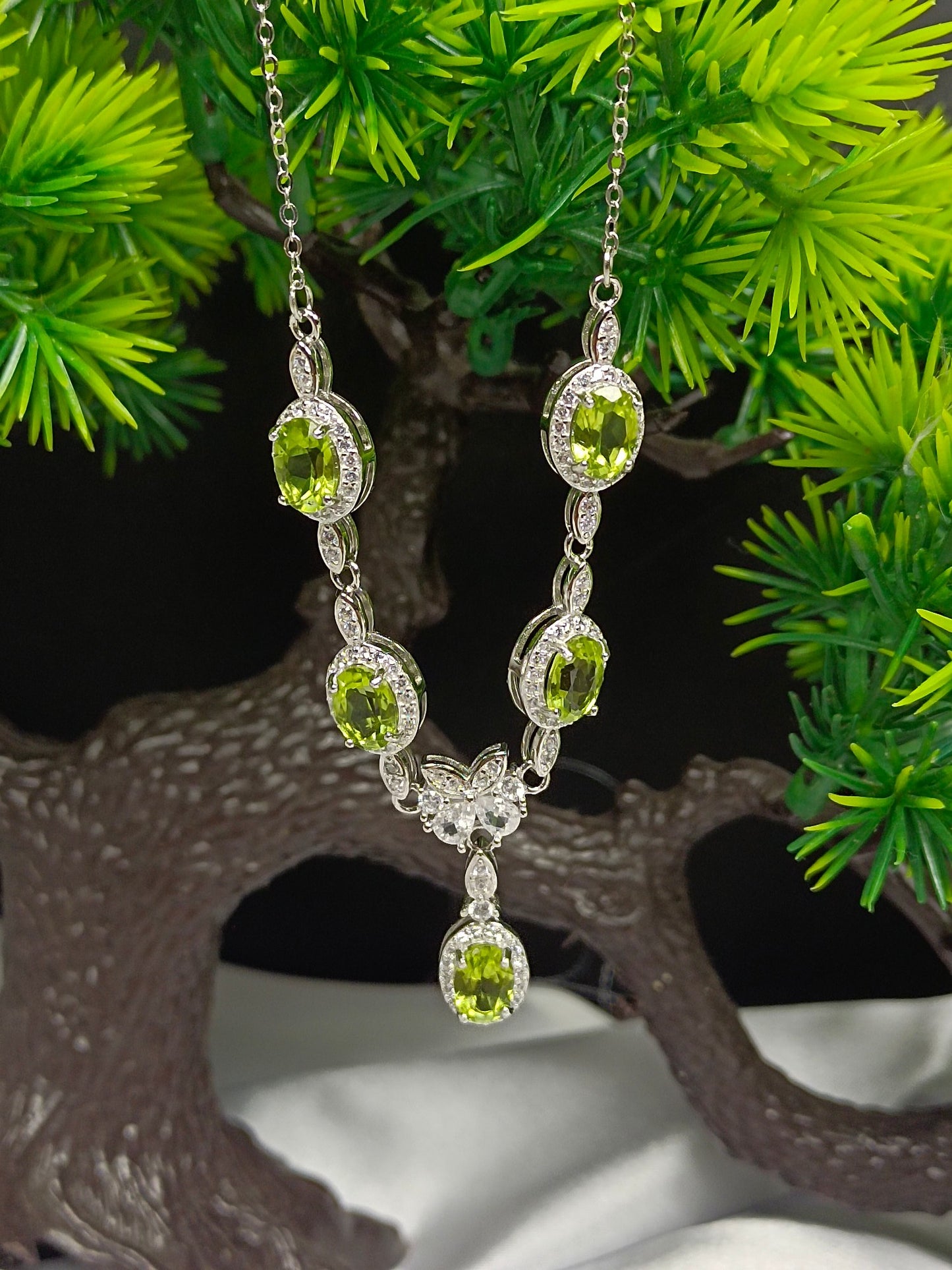 S925 zilveren ingebedde peridoot luxe ketting - prachtige sieraden