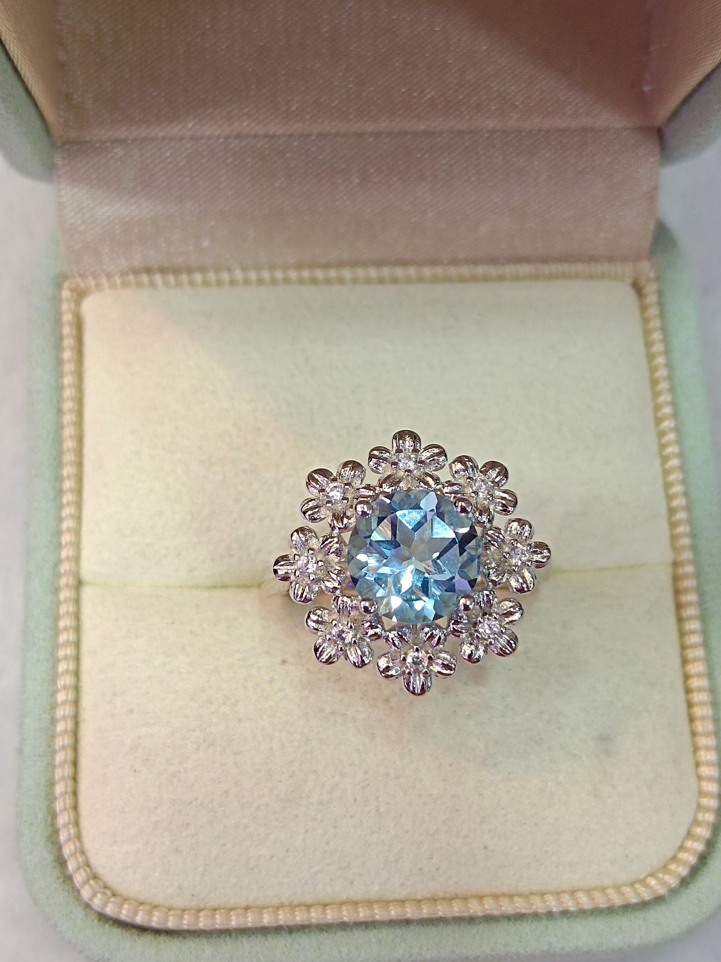 Anello in argento S925 con fiori ricchi di topazio squisito - Gioielli eleganti