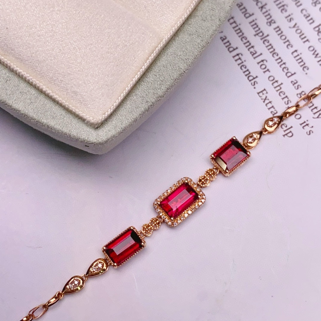 Elegant 8K Gold and Diamond-Encrusted Tourmaline Bracelet - Jewelry for Daily Wear