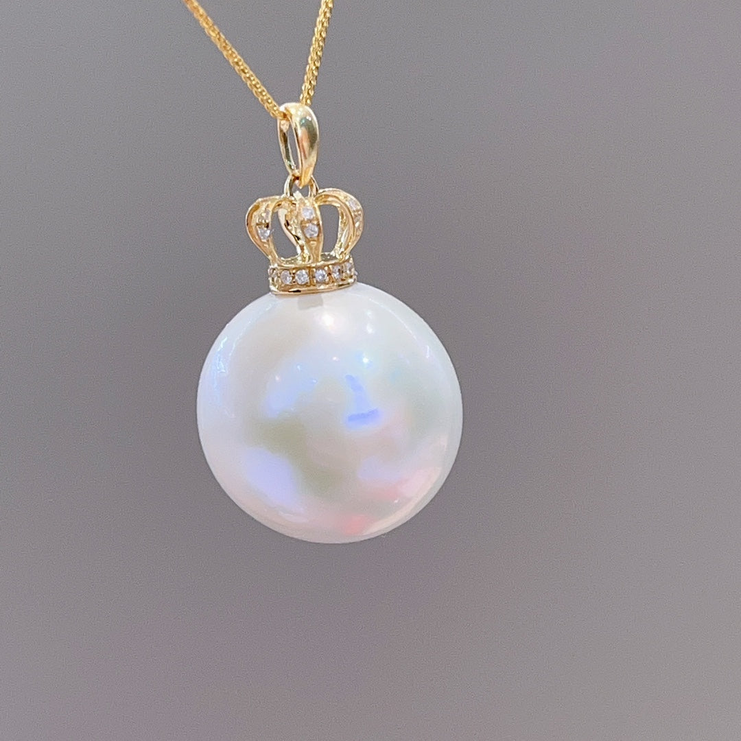Elegant 18K guld diamanthänge med 15-16 mm Edison Pearl - utsökta smycken