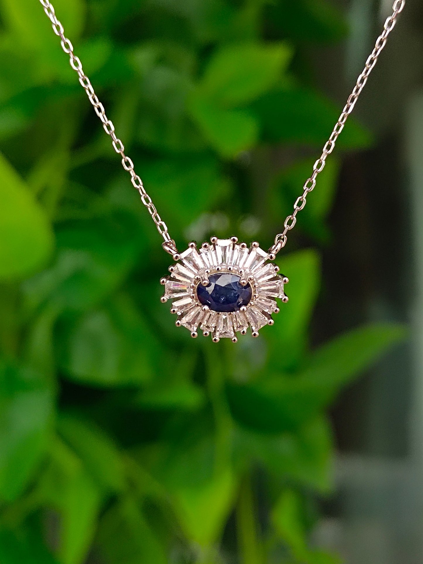 Pendentif mauvais œil en saphir naturel exquis - Bijoux fabriqués à la main