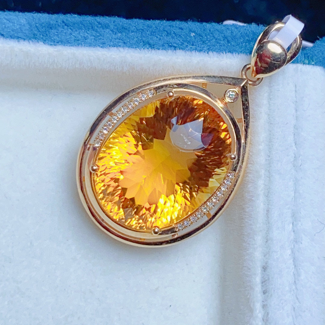 Colgante de citrino amarillo natural - Exquisita pieza de joyería