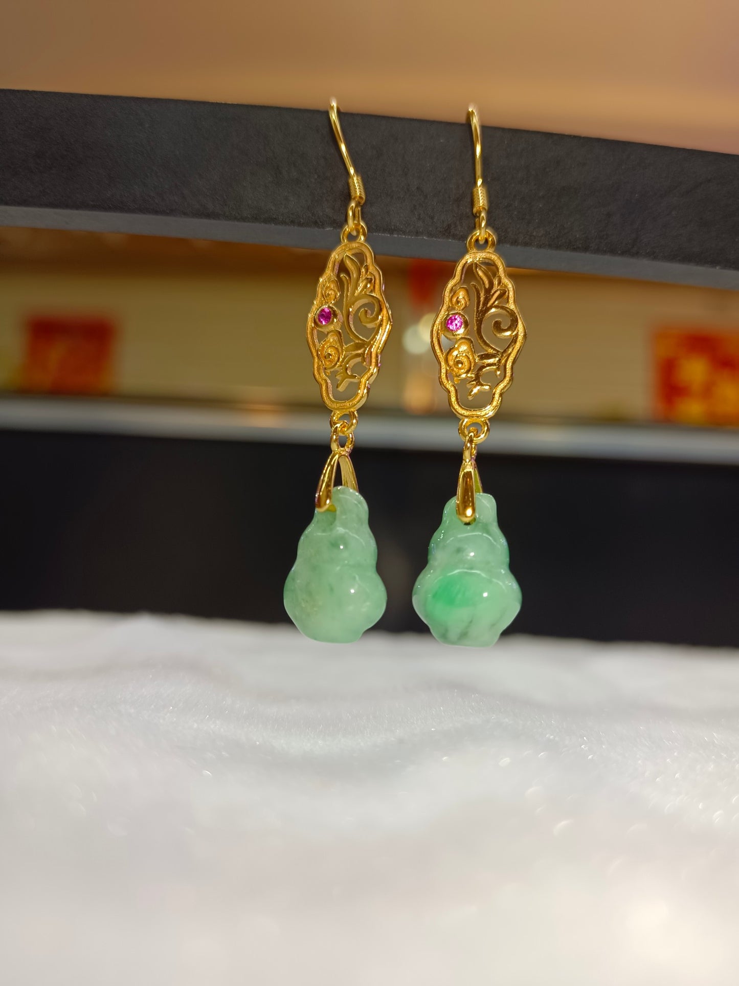 Natural Jade Gourd S925 Silver Earrings - Jewelry for Prosperity