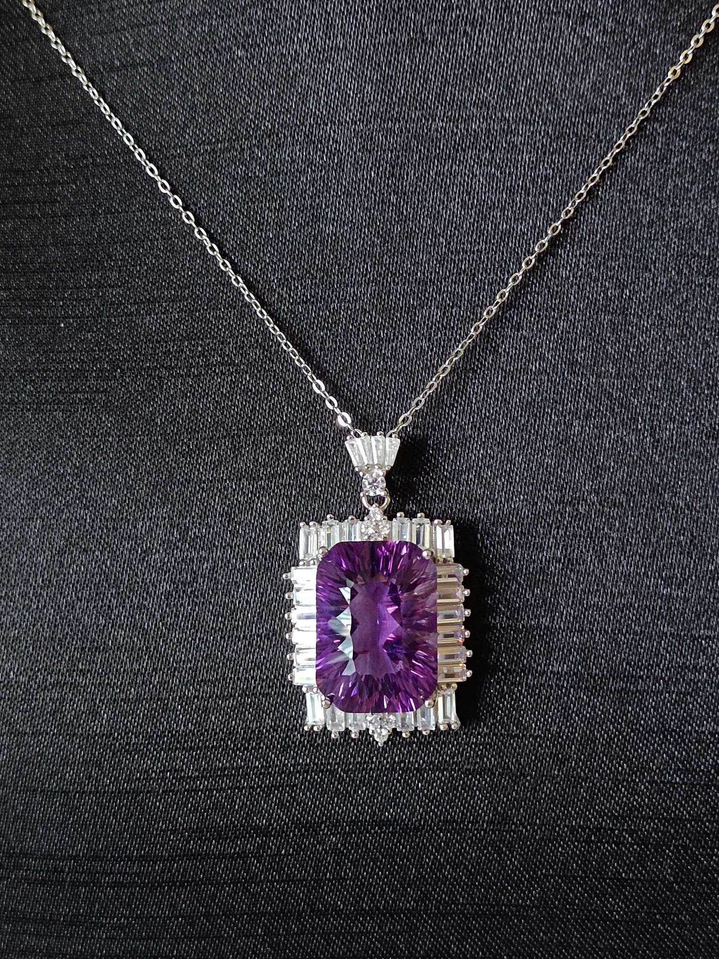 Luxurious Natural Purple Amethyst Square Pendant - Jewelry of Mystery and Elegance
