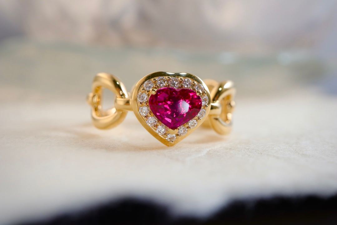 Cincin Batu Permata Merah Darah Pigeon - Barang Kemas Berkualiti Tinggi