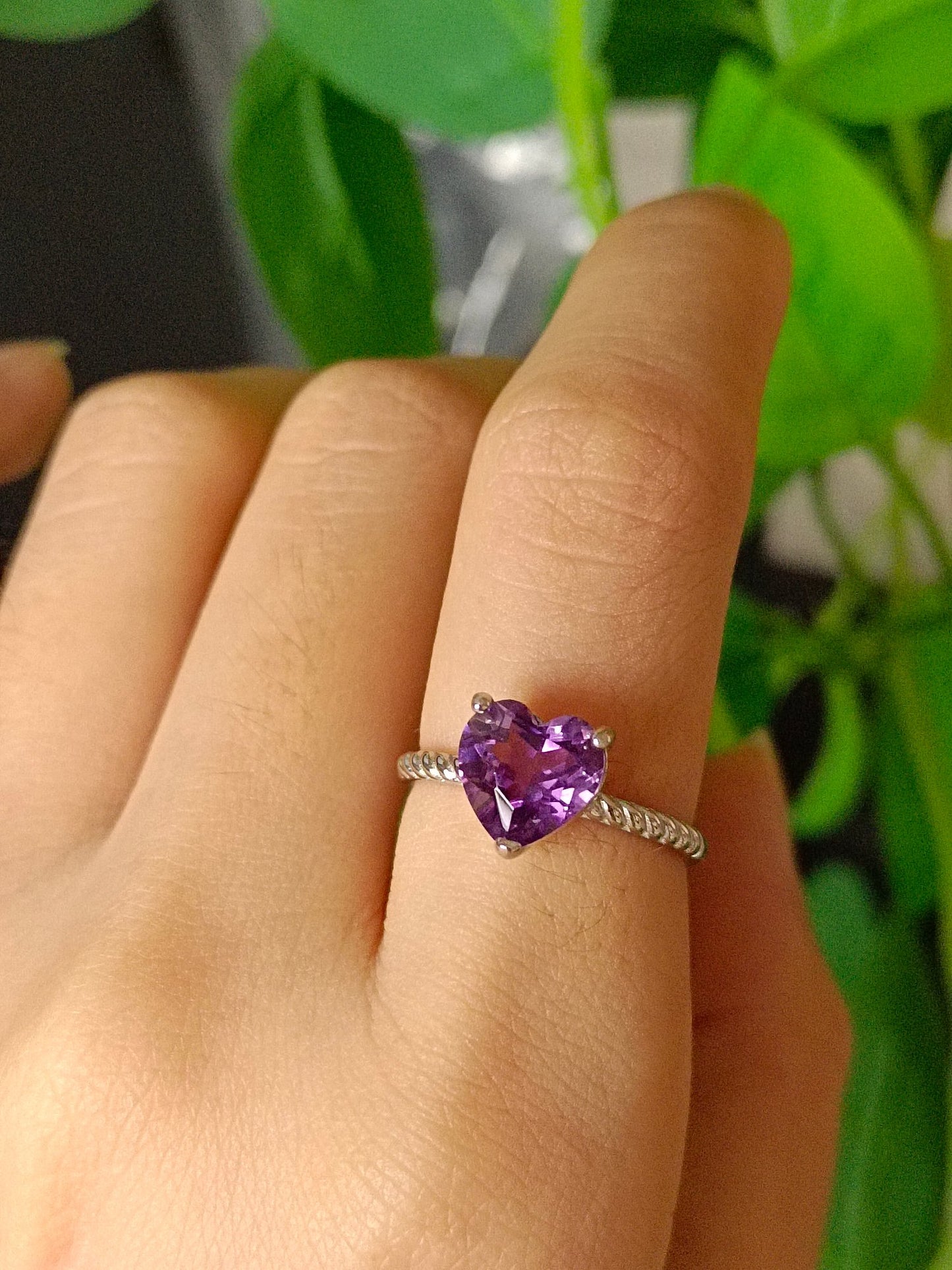 Mystic Purple Heart Ring - Naturlig ametyst smykker