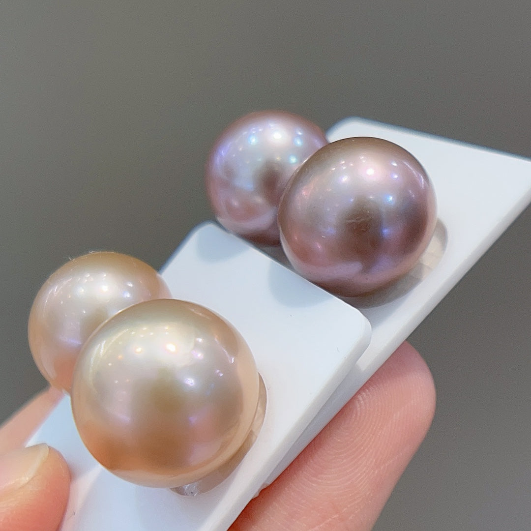 High-Quality 14-15mm Edison Pearl Earrings in 18k Gold