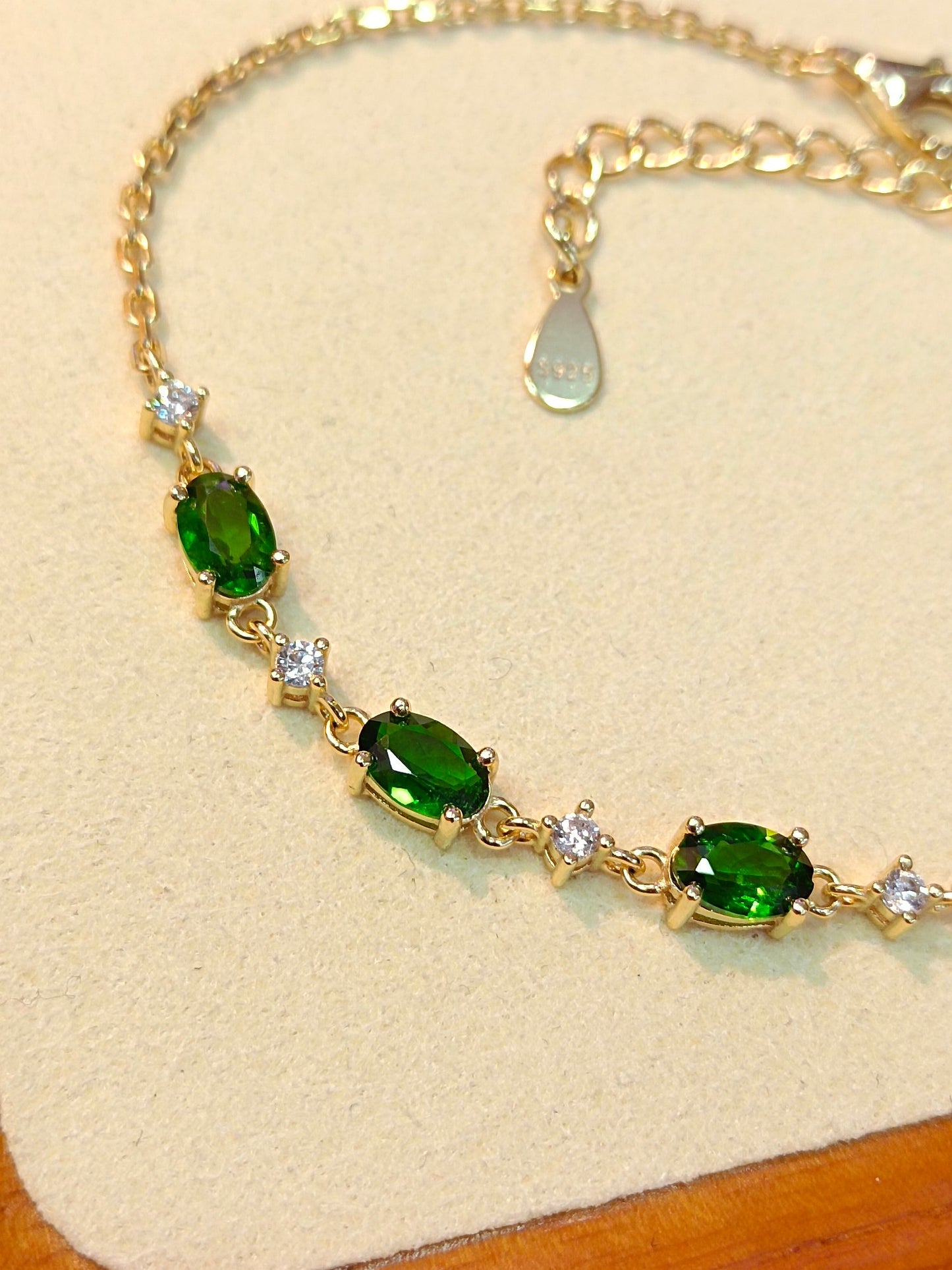 Bracelet diopside intégré en argent S925, bijoux exquis