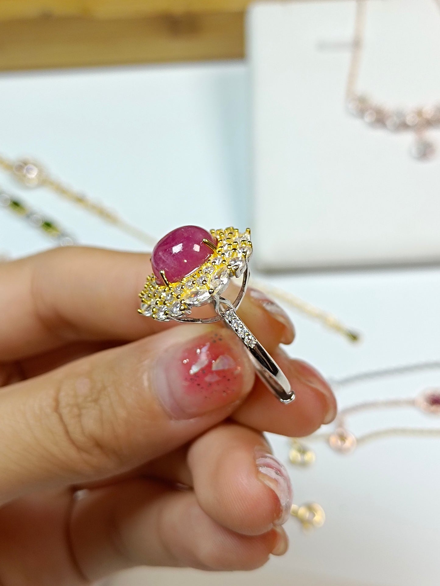 Luxury S925 Silver Ruby Embedded Ring - Premium Jewelry