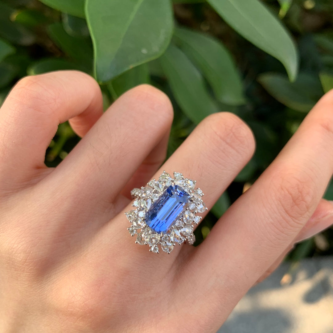 4.18ct kornblomst blå safir smykker med to formål