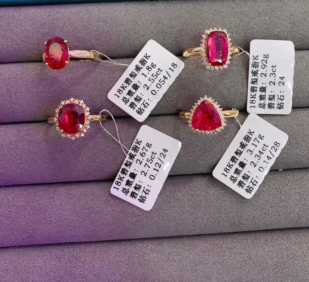 Elegantti 18K kultaa ja timantteja upotettu 碧玺 sormus - eksklusiivisia koruja