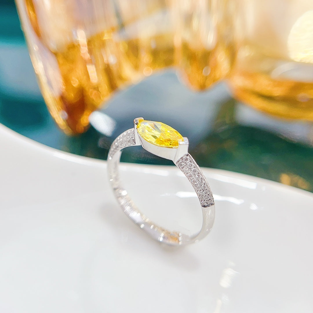 18K gult guld odlad diamant marquise form dubbelarm ring - LGJZ012-Y | Premium smycken