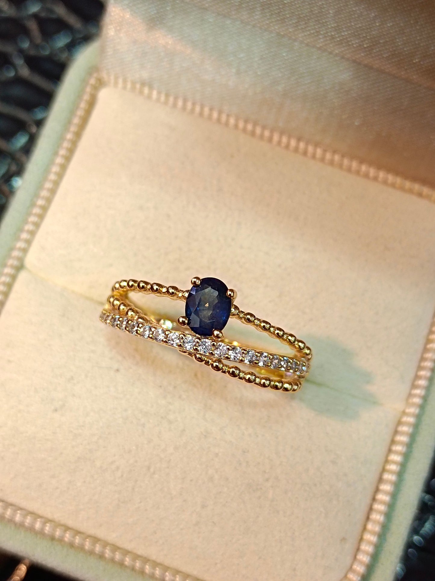 Exquisite S925 Silver Sapphire Ring with Precision Setting