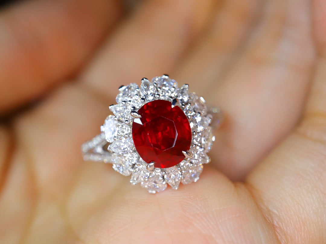 Premium Duivenbloed Ruby Ring - 3.0ct Sieraden Edelsteen