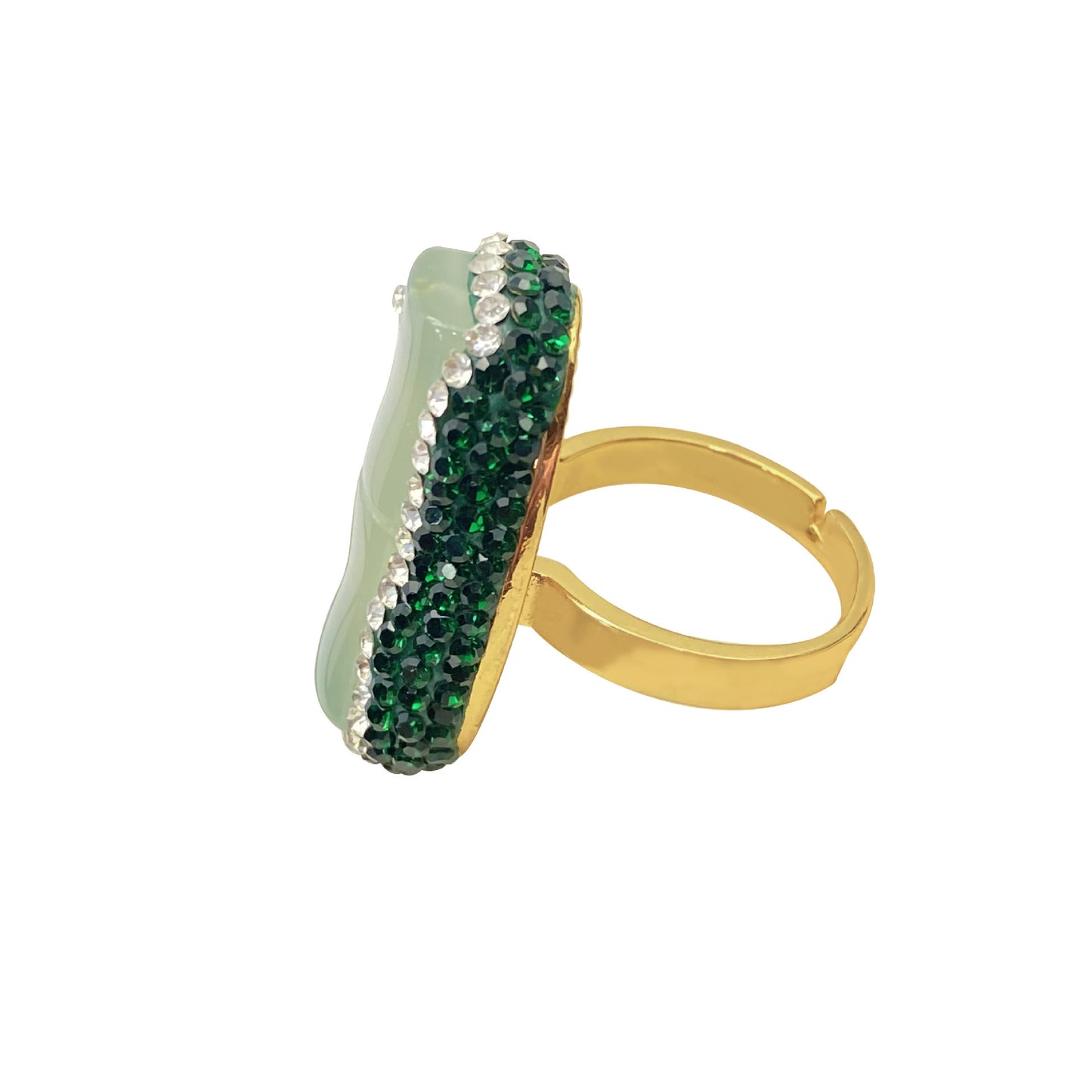 Chrysocolla Copper-plated 18K Real Gold Ring For Women