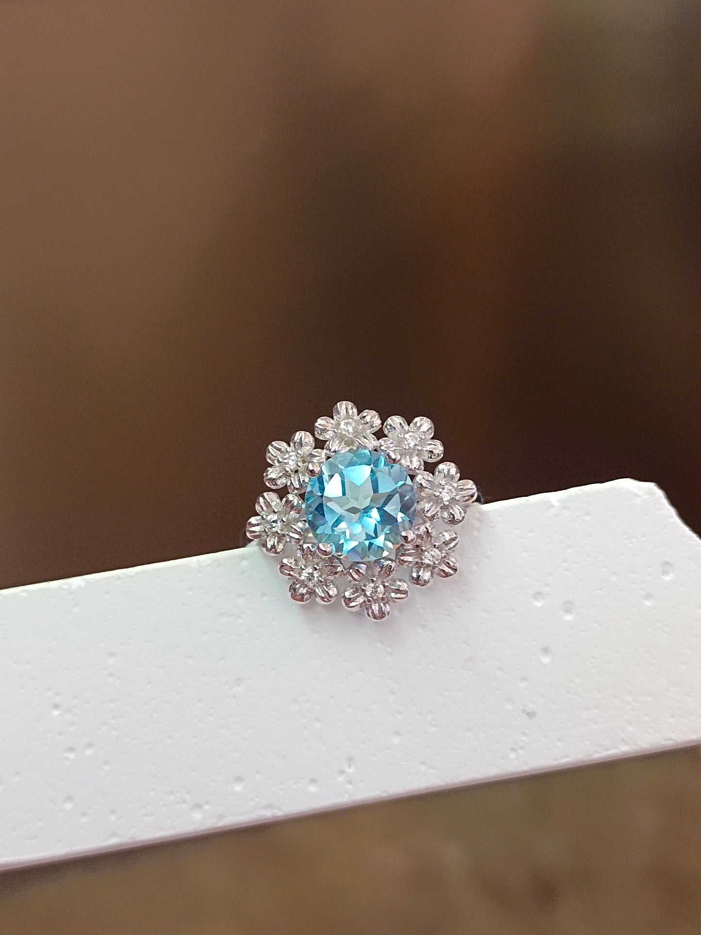 Anello in argento S925 con fiori ricchi di topazio squisito - Gioielli eleganti