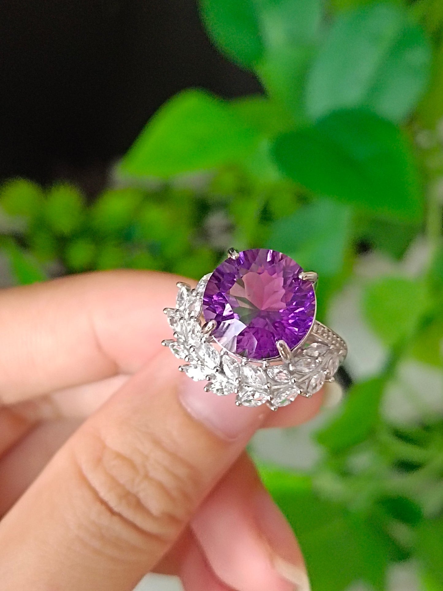 Natürlicher Amethyst-Weizen-Spike-Ring – exquisiter Schmuck für Eleganz und Wohlstand