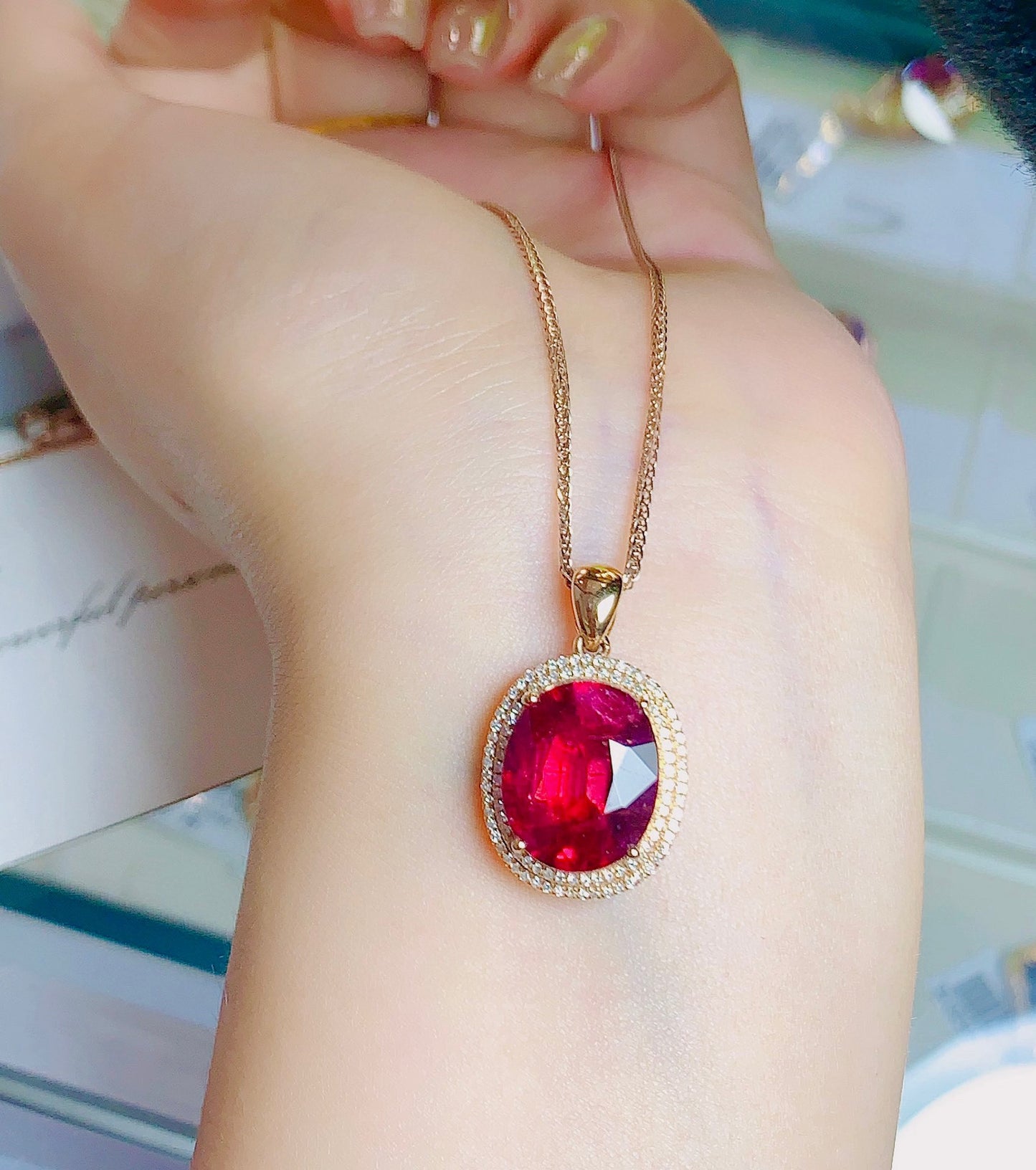 Exquisite Collectible Grade Large Carat Bixite Pendant Jewelry