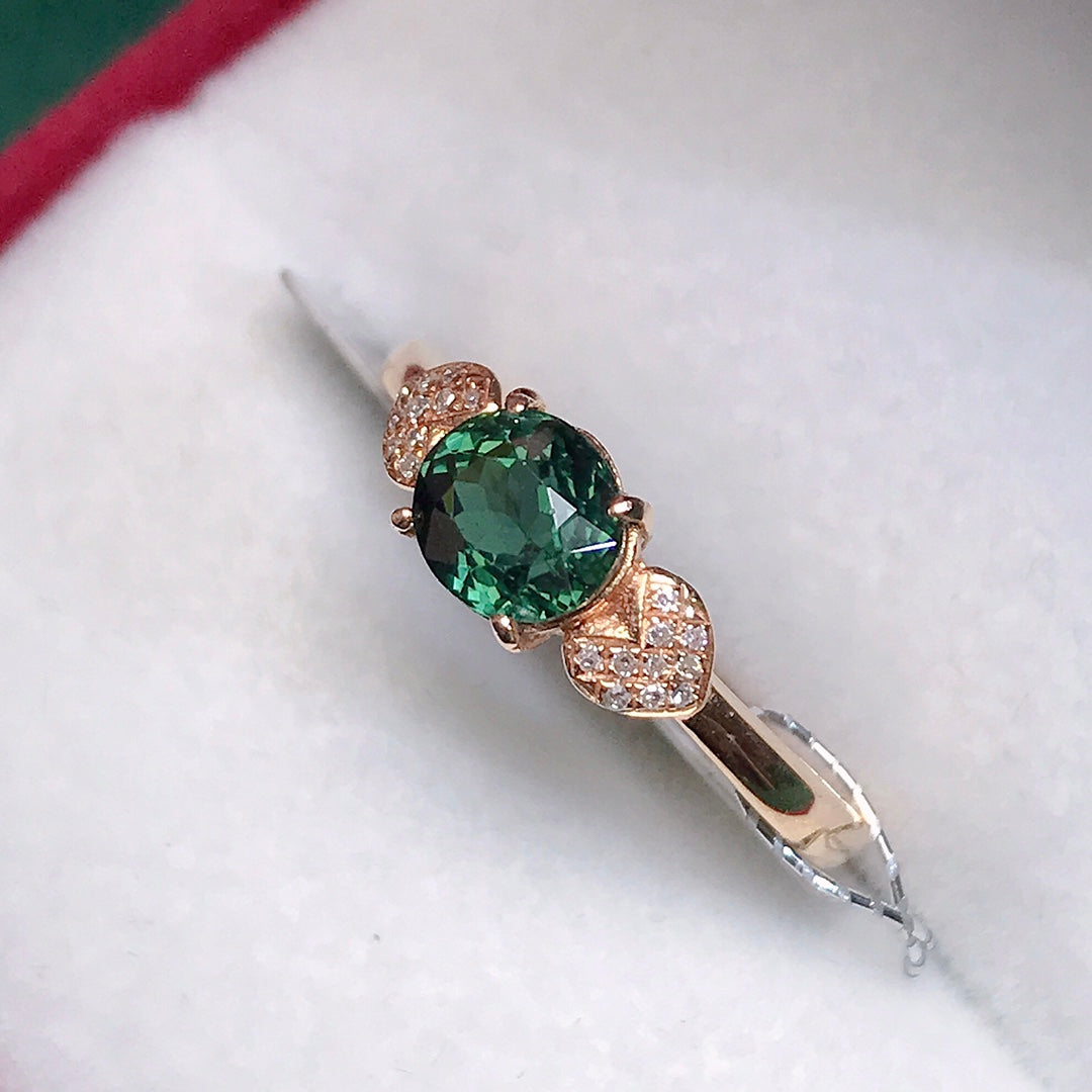 Anillo de Turmalina Natural con Oro de 18K y Diamantes Sudafricanos - Joyería Elegante