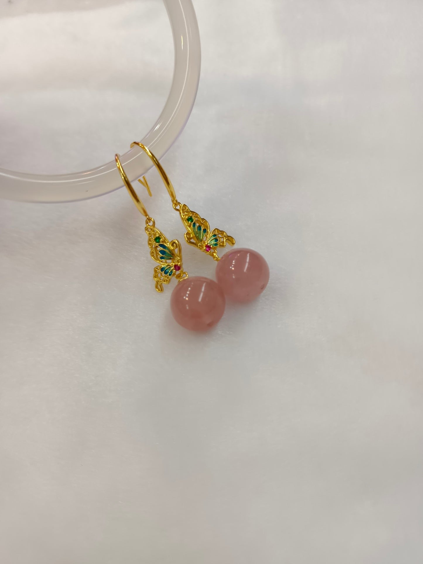 Elegant Crystal Earrings - Short and Sweet Ma Fan Jingtai Blue with S925 Silver