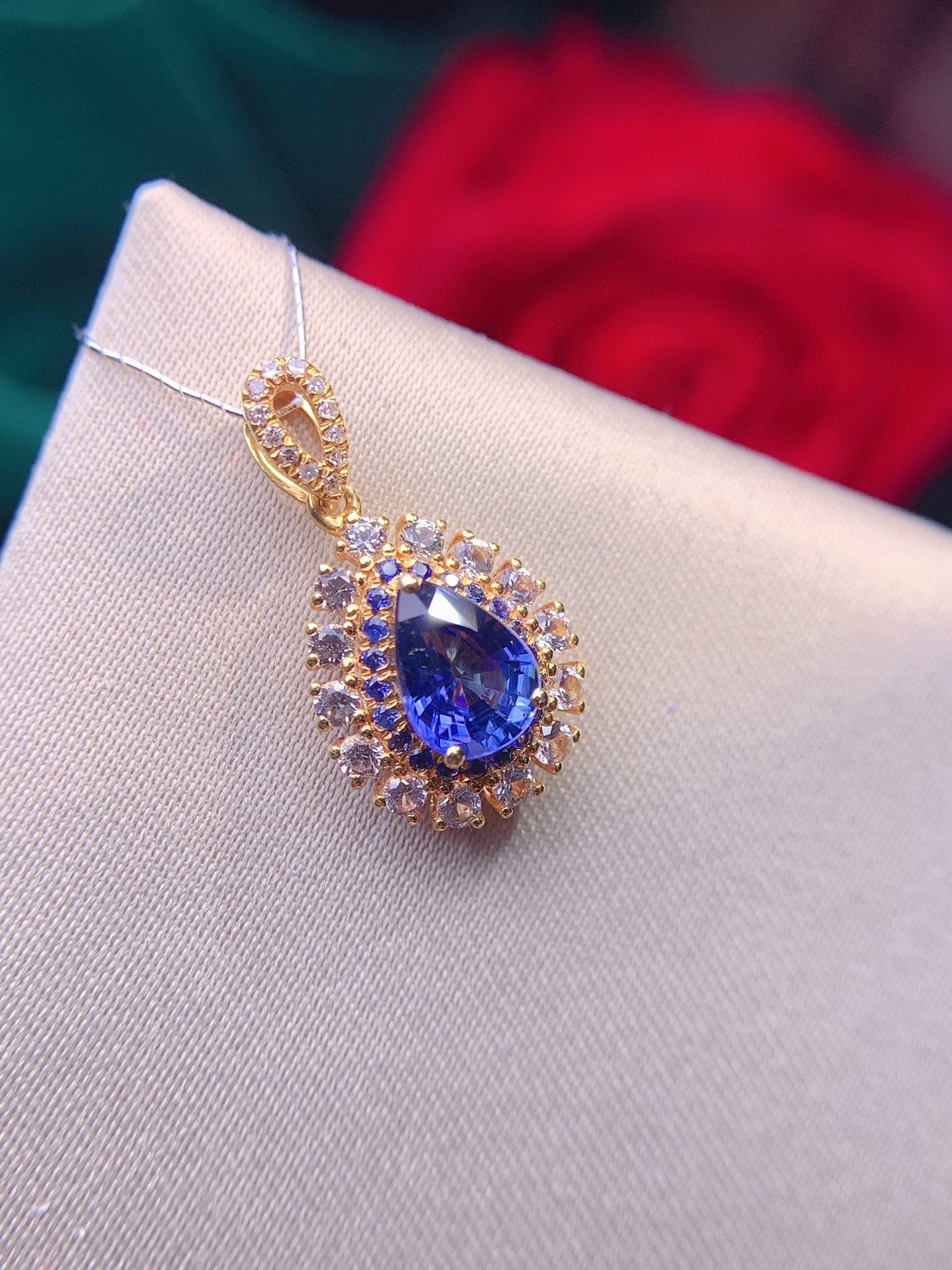 Elegant 18K Sapphire Pendant with Diamond Accents - Fine Jewelry
