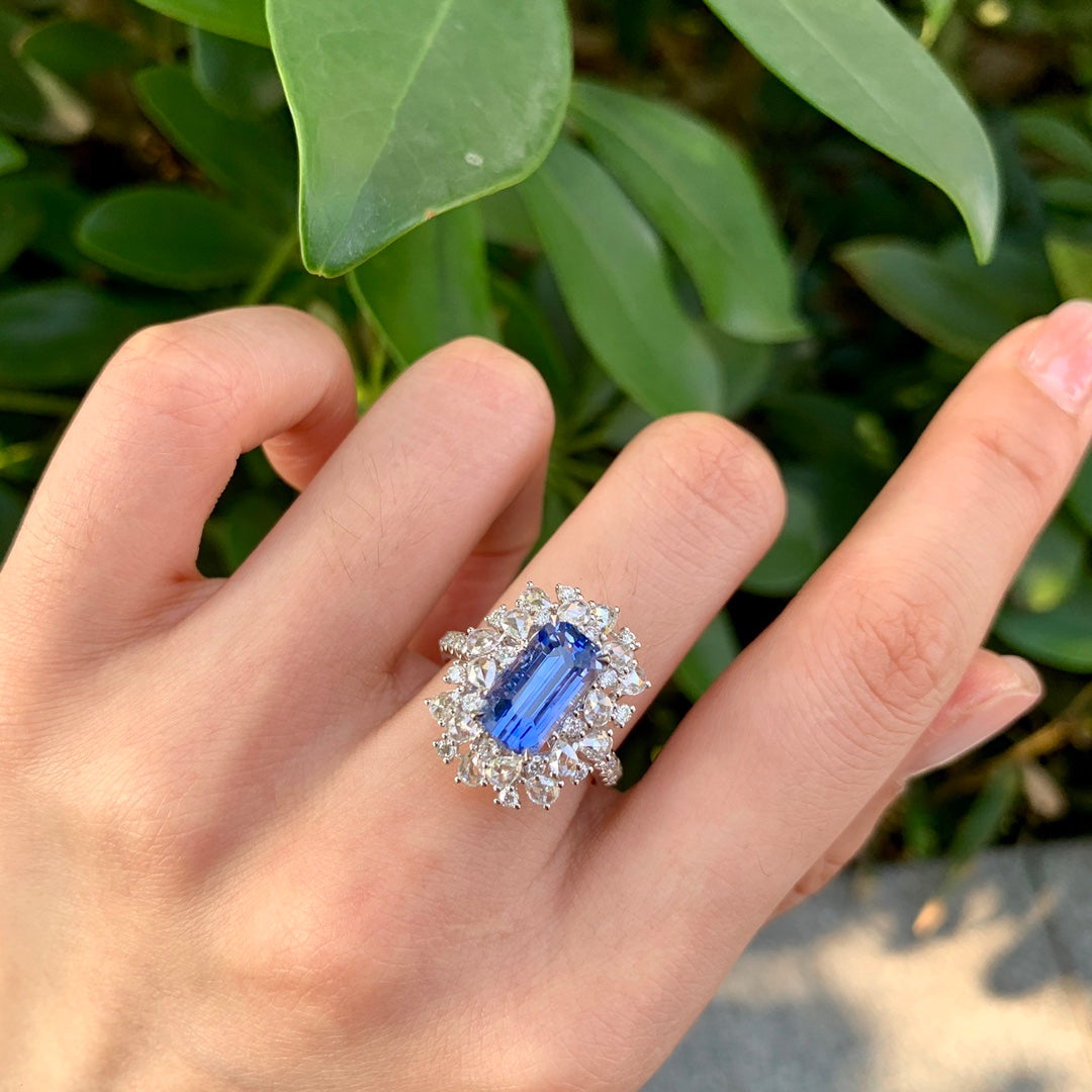 4.18ct kornblomst blå safir smykker med to formål