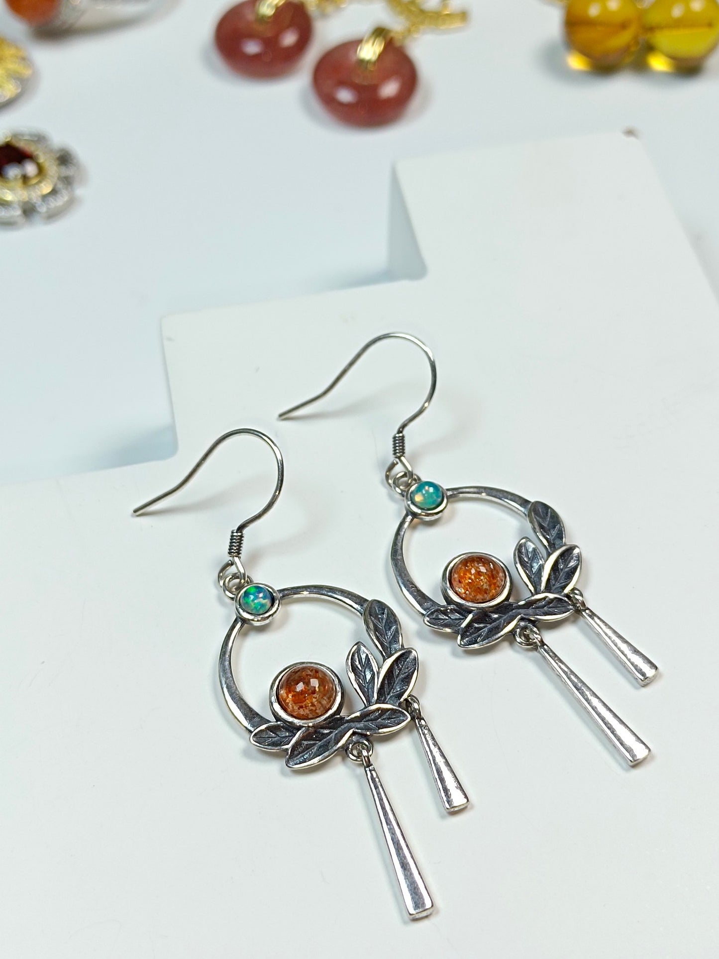 Elegant Vintage S925 Silver Embedded Golden Sun Jewelry Earrings