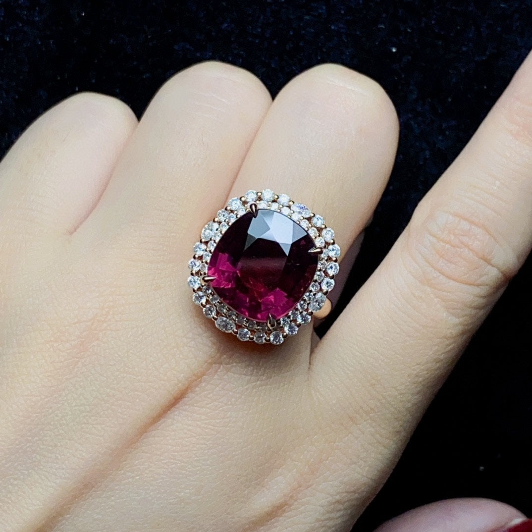 Exquisite 18K Gold Embedded Natural Tourmaline Ring - A Jewelry Masterpiece