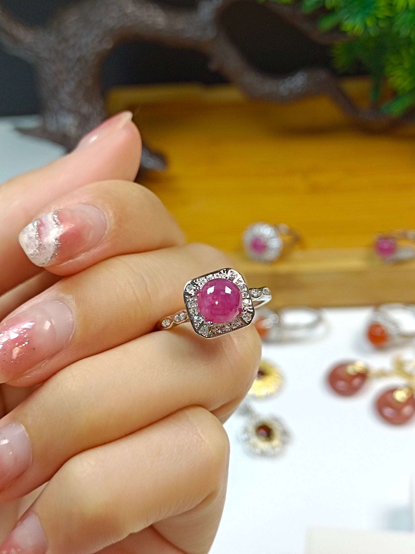 S925 Silver Ruby Ring - Uoppvarmet og uoptimalisert store steinsmykker
