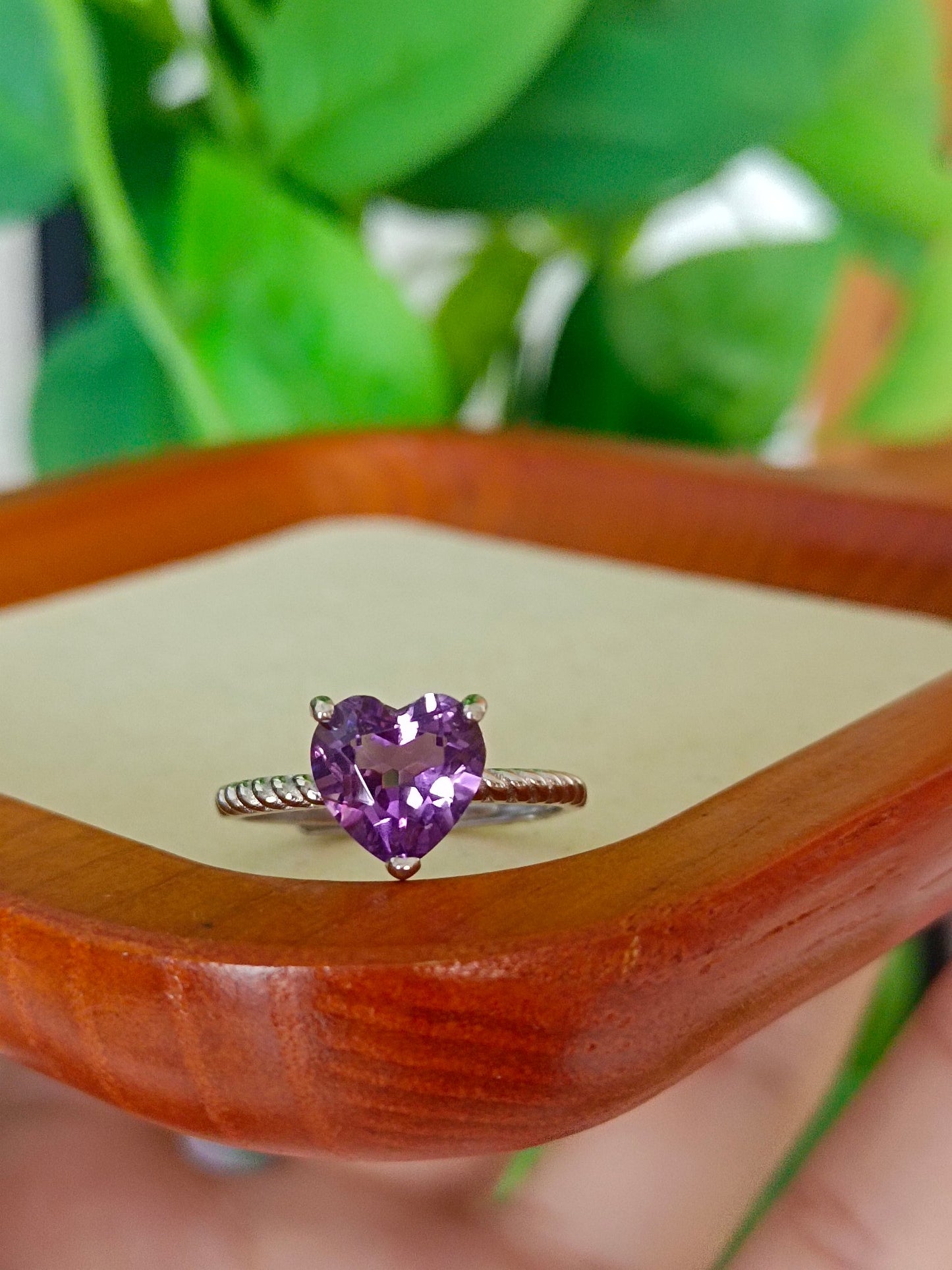 Mystic Purple Heart Ring - Naturlig ametyst smykker
