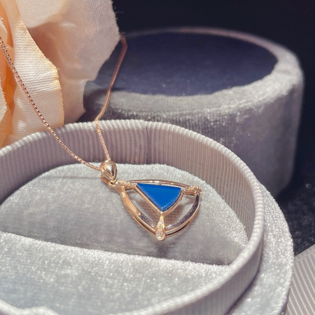 Exquis pendentif en ambre bleu dominicain incrusté d'or 18 carats - Bijoux d'une beauté intemporelle