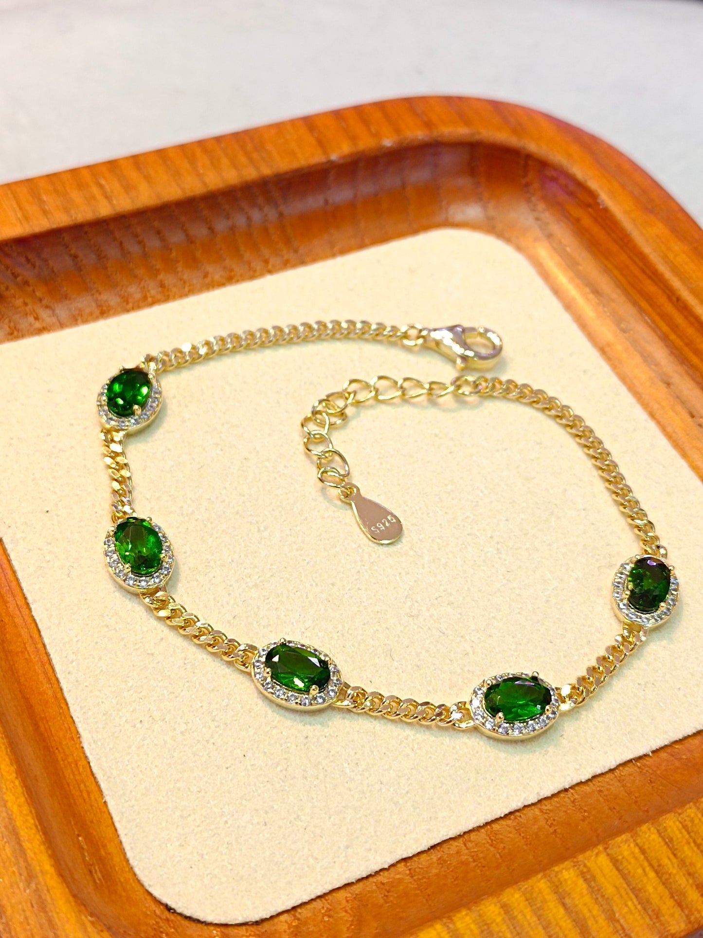 Elegante S925 sterling zilver en diopside sieradenarmband