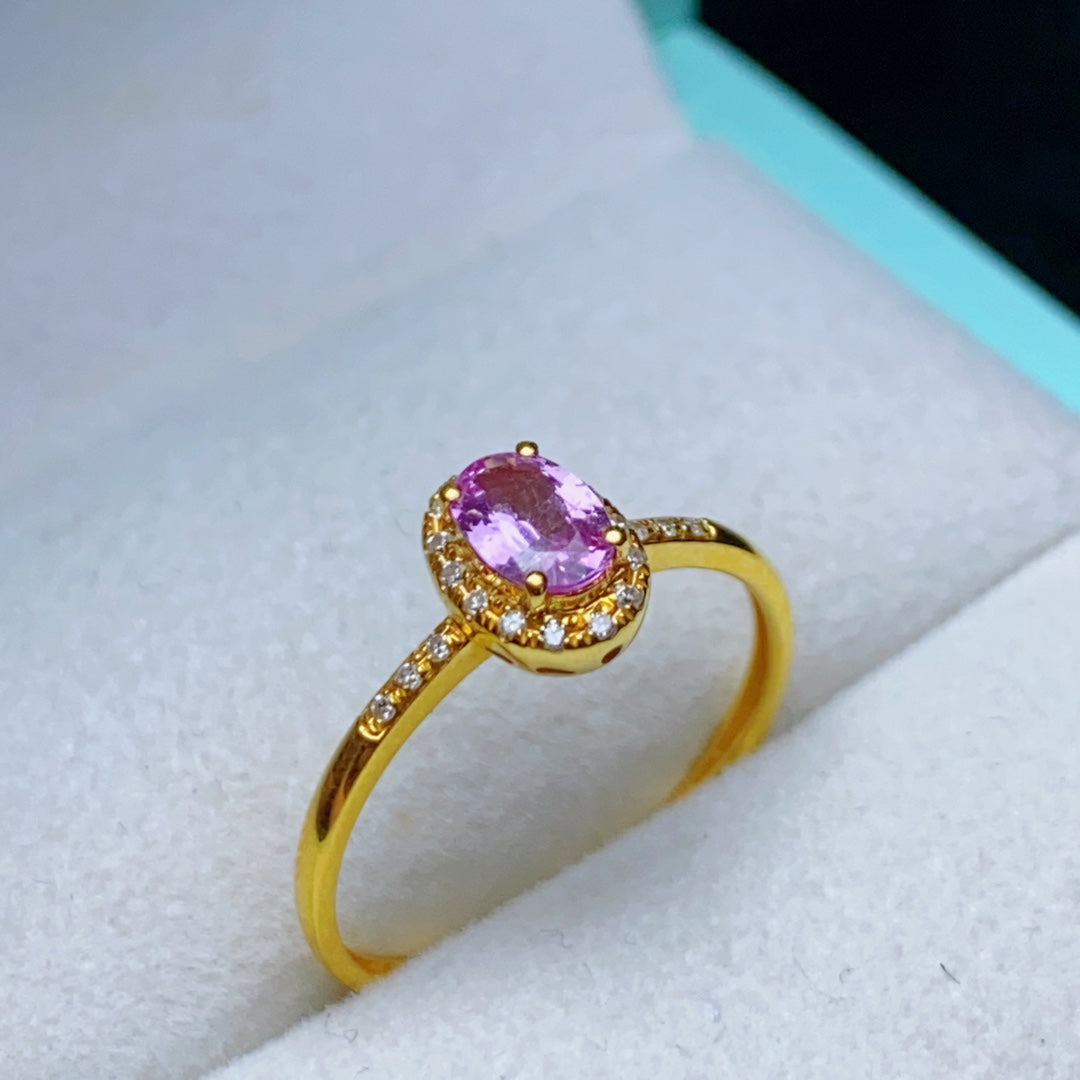 Natural Pink Sapphire Ring - Elegant 18k Gold Jewelry